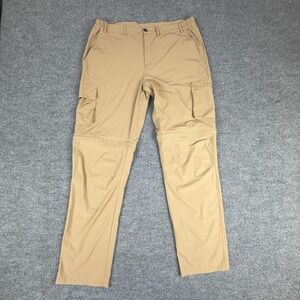 Gash Hao Pants Mens 38x34 Beige Convertible Hiking Elastic Waist Cargo Pockets
